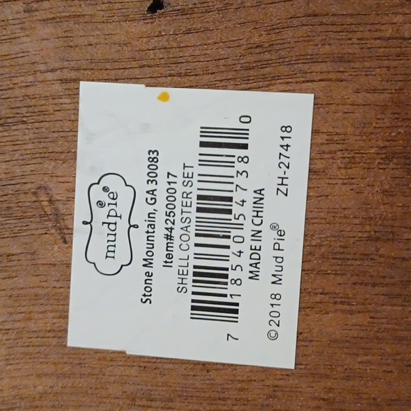 Shell designs coasters set with holder MudPie NEW - Picture 6 of 6